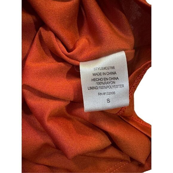 NWOT Entro Long Sleeve Dress Lace Trim Rust Orange Small - Picture 10 of 11